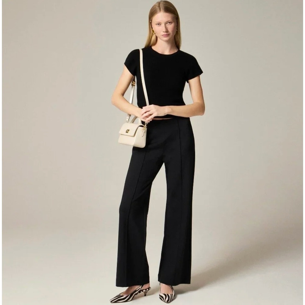 2025 J. Crew Womens Wide Leg Pant in Stretch Ponte Size‎ XS Black Office Career